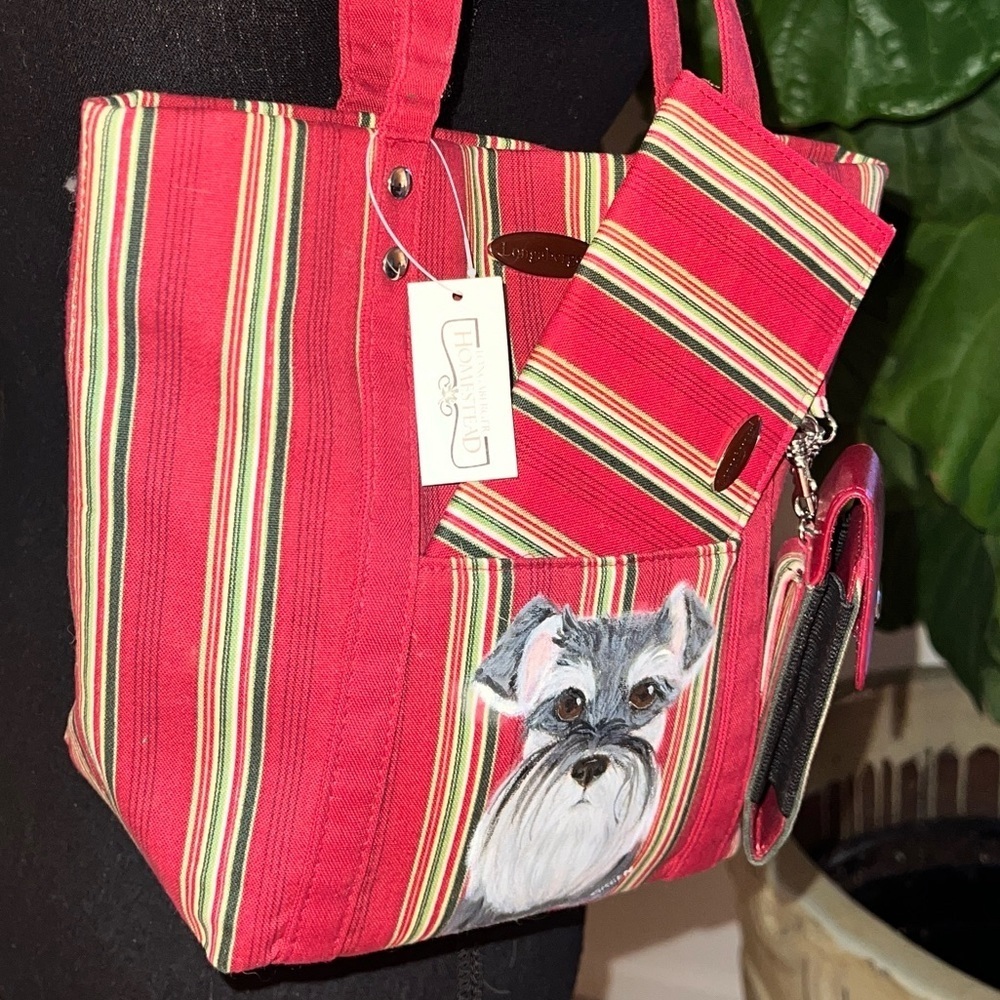Longaberger Homestead Women’s One of a Kind Schnauzer Striped Small Tote Bag NWT - Picture 16 of 16